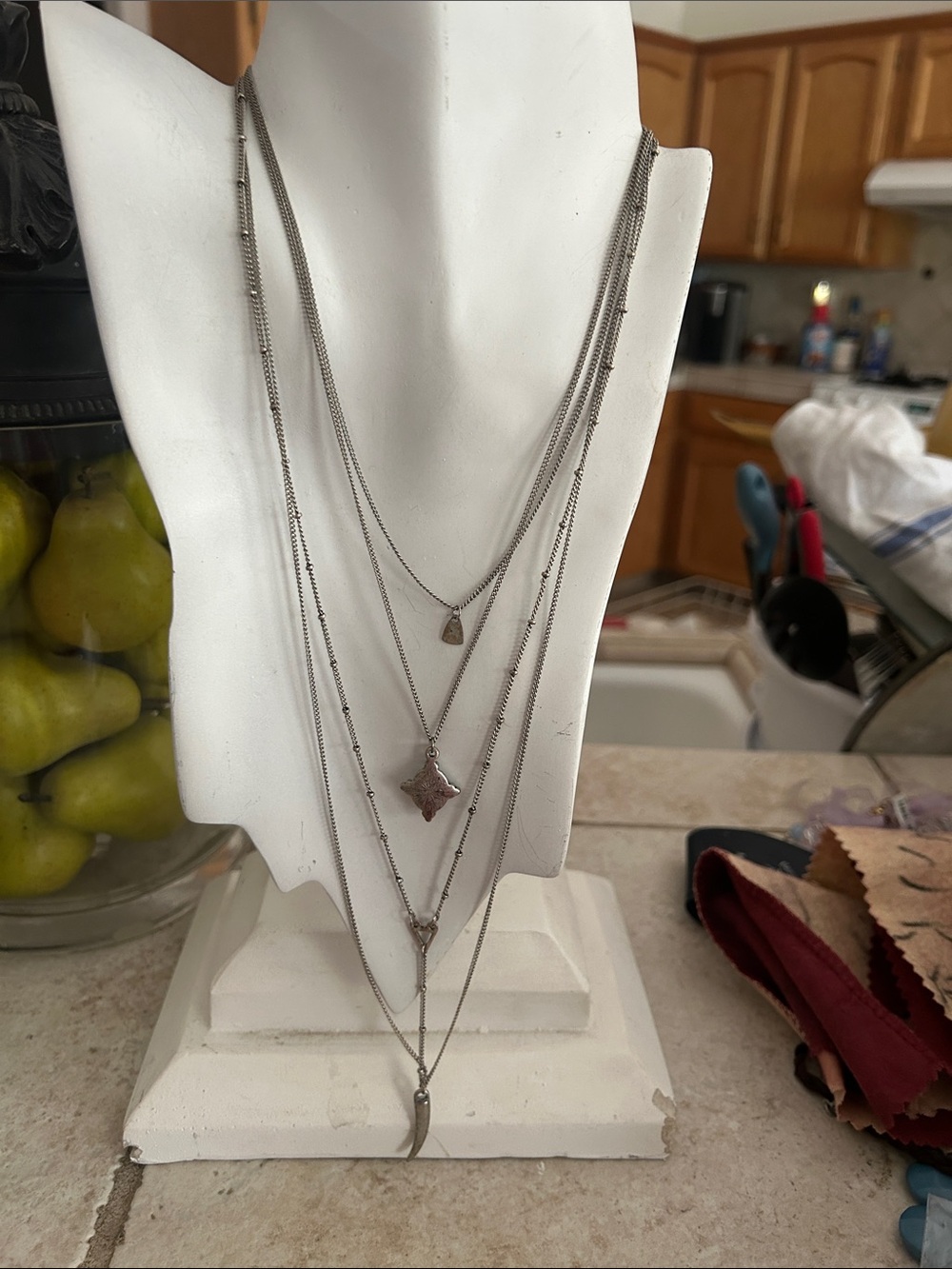 American Eagle Outfitters Layered Silver-Tone Multi Pendant Necklace